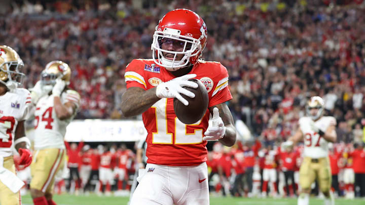 Mecole looked to the sidelines after securing the catch to bring the third Super Bowl trophy to Kansas City during his tenure as a Chief.