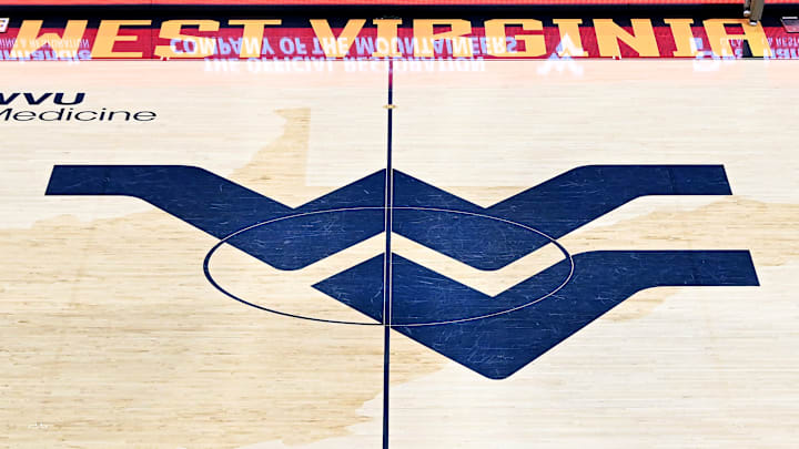 Center-court at the WVU Coliseum.