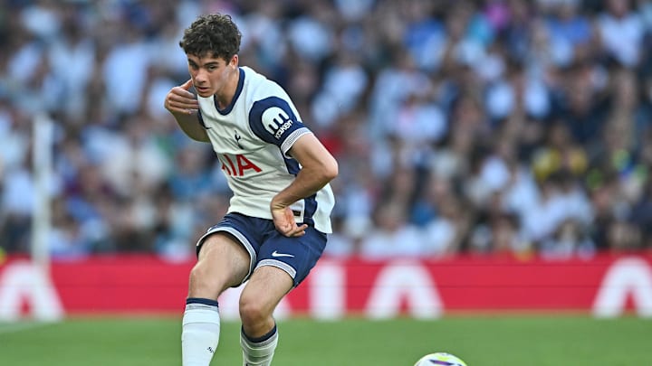 Archie Gray in action against Bayern Munich - Tottenham Hotspur v FC Bayern Munich - Pre-Season Friendly