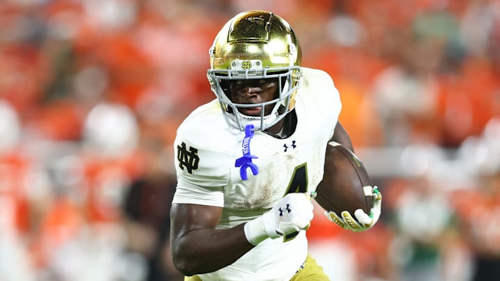 Notre Dame Fighting Irish running back Jeremiyah Love Notre Dame Fighting Irish running back Jeremiyah Love