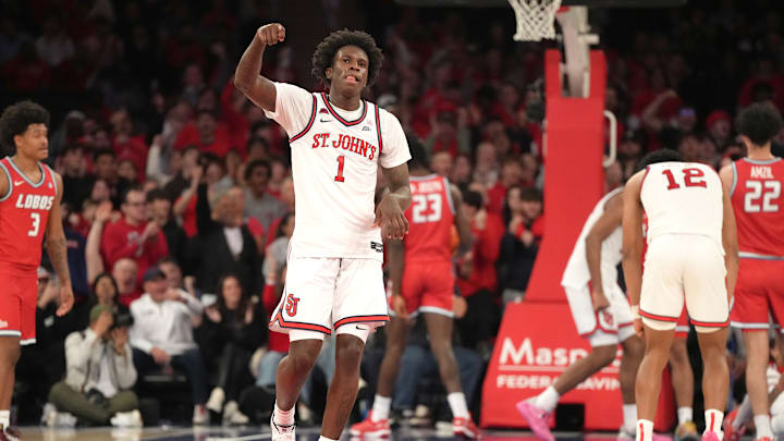 New Mexico v St Johns; St. John's basketball guard Kadary Richmond celebrates against New Mexico