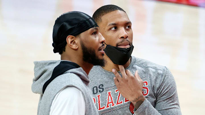 Carmelo Anthony (l), Damian Lillard; Portland Trail Blazers
