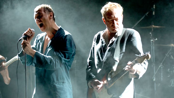 Jon King and the late Andy Gill at Download Festival at the Shoreline Amphitheater