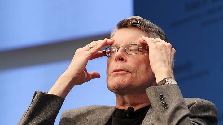 Stephen King at a reading at the Kennedy Library Forum Stephen King at a reading at the Kennedy Library Forum