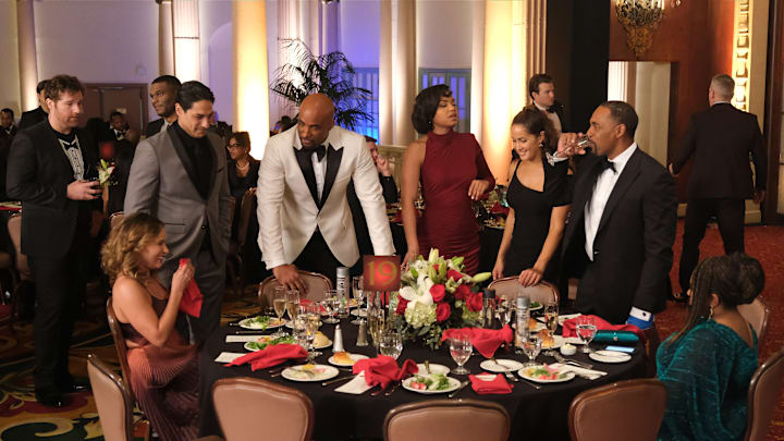 STATION 19 - ÒGlamorous LifeÓ - The Station 19 crew trade in their turnouts for tuxes and gowns as they attend the Firefighters Ball; but when disaster strikes, they jump into action to save the day. THURSDAY, MAY 18 (8:00-9:00 p.m. EDT), on ABC. (ABC/Tina Thorpe)
KIELE SANCHEZ, CARLOS MIRANDA, BORIS KODJOE, BARRETT DOSS, JAINA LEE ORTIZ, JASON GEORGE, CHANDRA WILSON
