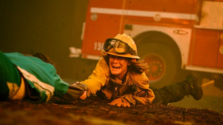 “This Storm Will Pass” – The station 42 crew must protect Edgewater and take cover when an extremely rare and dangerous fire tornado leaves lives in peril, on FIRE COUNTRY, Friday, April 5 (9:00-10:00 PM, ET/PT) on the CBS Television Network, and streaming on Paramount+ (live and on demand for Paramount+ with SHOWTIME subscribers, or on demand for Paramount+ Essential subscribers the day after the episode airs)*. Pictured: Diane Farr as Sharon Leone. Photo: Sergei Bachlakov/CBS ©2024 CBS.