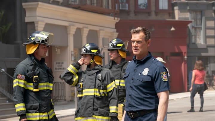 9-1-1 - “Buzzkill” - The 118 team battles an “un-bee-lievable” emergency when a trailer with millions of bees crashes on the streets of Los Angeles, unleashing a swarm. THURSDAY, SEPT. 26 (8:00-9:00 p.m. EDT) on ABC. (Disney/Christopher Willard) 
PETER KRAUSE
