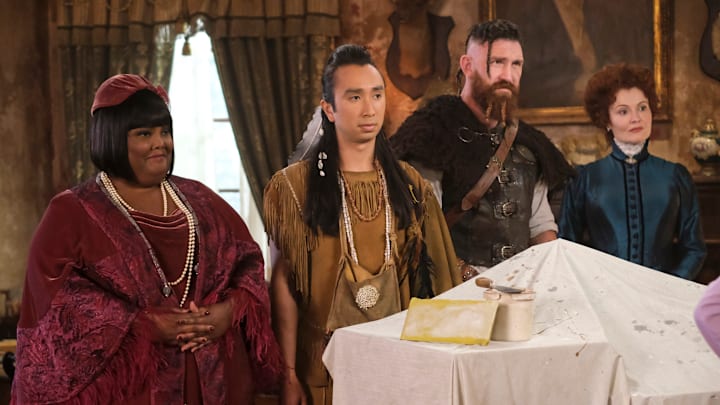 “The Liquor License” – Alberta’s expertise from her past comes in handy when Sam and Jay run into some complications during their Woodstone whiskey tasting soiree. Also, Trevor devises a ghost fraternity, which inspires a revelation from Isaac’s past, on the CBS Original series GHOSTS, Thursday, Dec. 8 (8:31-9:01 PM, ET/PT) on CBS Television Network, and available to stream live and on demand on Paramount+. Pictured (L-R): Danielle Pinnock as Alberta, Roman Zaragoza as Sasappis, Devan Chandler