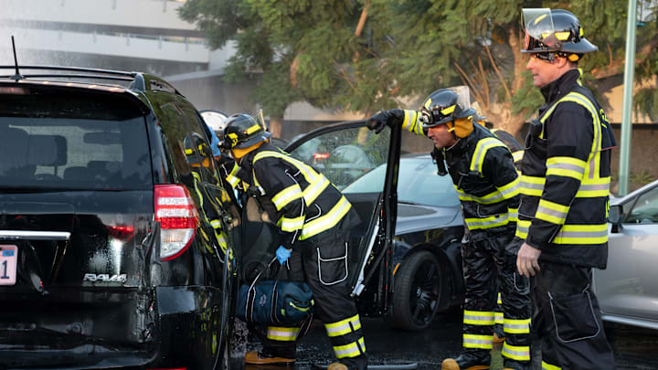 9-1-1 -ÒWannabesÓ - Things get messy for the 118 following a massive pipe explosion. Meanwhile, Athena investigates the brutal beating of a man found behind a grocery store, and BobbyÕs working relationship with Brad from ÒHOT SHOTSÓ just got a little more intimate. THURSDAY, NOV. 21 (8:00-9:00 p.m. EST) on ABC. 
RYAN GUZMAN, PETER KRAUSE