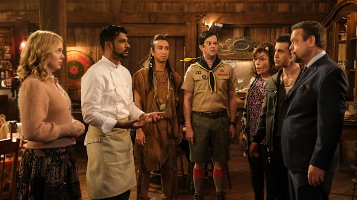 “Ghostsfellas” – Jay angers a local restaurateur when he uses a recipe at his restaurant that was given to him by Pete, on the CBS Original series GHOSTS, Thursday, Feb. 20 (8:31-9:01 PM, ET/PT) on the CBS Television Network, and streaming on Paramount+ (live and on demand for Paramount+ with SHOWTIME subscribers, or on demand for Paramount+ Essential subscribers the day after the episode airs)*. Series star Rose McIver directed the episode. Pictured (L-R): Rose McIver as Samantha, Utkarsh