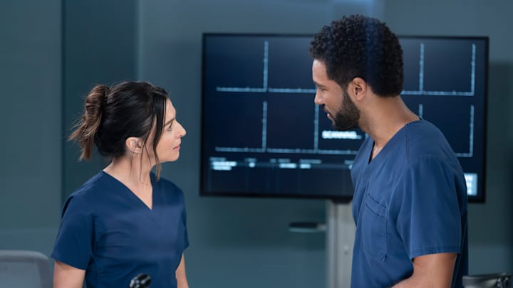 GREYÕS ANATOMY - ÒHit the FloorÓ - The aftermath of the convenience store shooting brings chaos to Grey Sloan. Ben hits a wall with his new emergency preparedness plan. Romantic tensions surface for Owen, while Amelia and Winston disagree over the surgical plan for a young patient. THURSDAY, MARCH 6 (10:01-11:00 p.m. EST) on ABC. (Disney/Christopher Willard) 
CATERINA SCORSONE, ANTHONY HILL