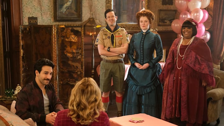 “The Bachelorette Party” – When Alberta’s descendant hosts a bachelorette party at Woodstone Mansion, Alberta becomes suspicious of her fiancé. Also, Jay is excited about a positive review on his restaurant, on the CBS Original series GHOSTS, Thursday, March 6 (8:31-9:01 PM, ET/PT) on the CBS Television Network, and streaming on Paramount+ (live and on demand for Paramount+ with SHOWTIME subscribers, or on demand for Paramount+ Essential subscribers the day after the episode airs)*. Pictured