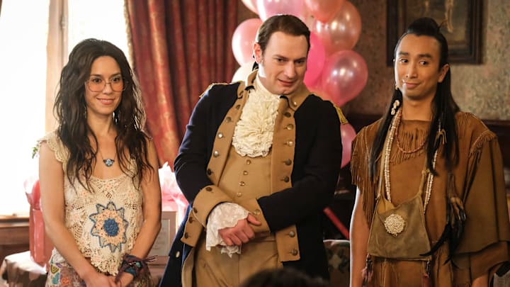 “The Bachelorette Party” – When Alberta’s descendant hosts a bachelorette party at Woodstone Mansion, Alberta becomes suspicious of her fiancé. Also, Jay is excited about a positive review on his restaurant, on the CBS Original series GHOSTS, Thursday, March 6 (8:31-9:01 PM, ET/PT) on the CBS Television Network, and streaming on Paramount+ (live and on demand for Paramount+ with SHOWTIME subscribers, or on demand for Paramount+ Essential subscribers the day after the episode airs)*. Pictured