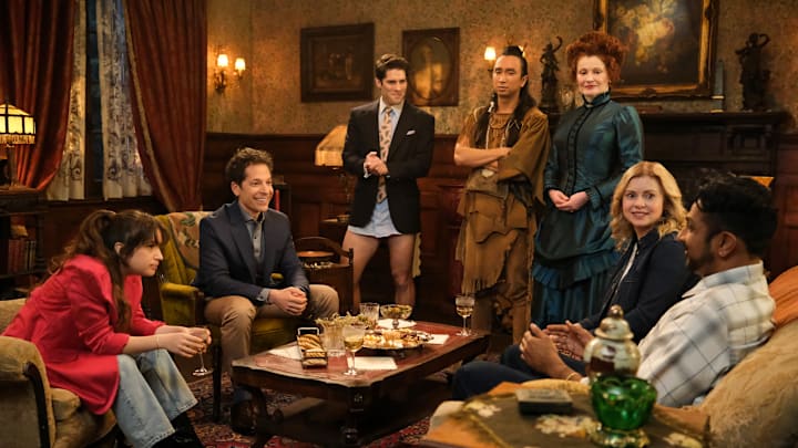 “Pinkus Returns” – When Trevor’s former co-worker, Pinkus (Richie Keen), and his daughter, Abby (Gideon Adlon), show up at Woodstone Mansion, Trevor gets the surprise of his afterlife, on the CBS Original series GHOSTS, Thursday, April 17 (8:31-9:01 PM, ET/PT) on the CBS Television Network, and streaming on Paramount+ (live and on demand for Paramount+ with SHOWTIME subscribers, or on demand for Paramount+ Essential subscribers the day after the episode airs)*. Pictured (L-R): Gideon Adlon as