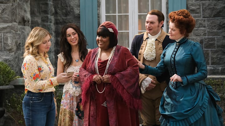 “The Bachelorette Party” – When Alberta’s descendant hosts a bachelorette party at Woodstone Mansion, Alberta becomes suspicious of her fiancé. Also, Jay is excited about a positive review on his restaurant, on the CBS Original series GHOSTS, Thursday, March 6 (8:31-9:01 PM, ET/PT) on the CBS Television Network, and streaming on Paramount+ (live and on demand for Paramount+ with SHOWTIME subscribers, or on demand for Paramount+ Essential subscribers the day after the episode airs)*. Pictured