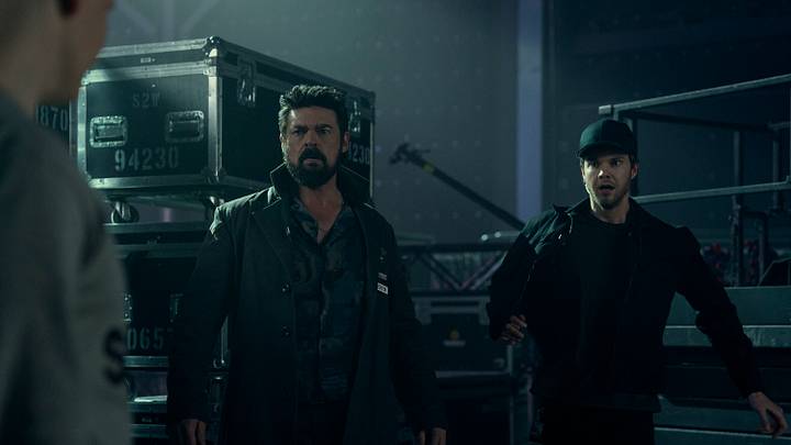 Karl Urban (Billy Butcher), Jack Quaid (Hughie Campbell) in The Boys season 5 - Jasper Savage/Prime © Amazon Content Services LLC