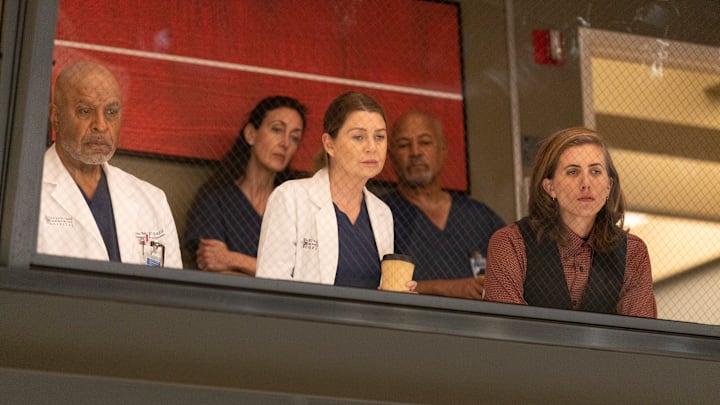 GREYÕS ANATOMY - ÒNo Time to DieÓ Ð The Grey Sloan Memorial doctors grapple with the aftermath of the car crash that involved some of their own, while Meredith works to save Dr. HamiltonÕs life. After Levi is severely impacted from his latest loss, Bailey is forced to once again rethink the Webber Method. Later, Link confronts Amelia after witnessing her move on with someone new when ÒGreyÕs AnatomyÓ returns THURSDAY, FEB. 24 (9:00-10:01 p.m. EST), on ABC. (ABC/Liliane Lathan)
ELLEN POMPEO, E.R.
