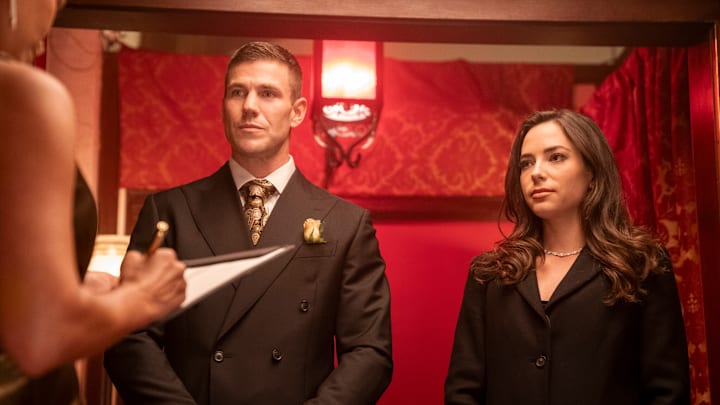 Mariel Molino as Special Agent Cecilia "Lala" Dominguez and Austin Stowell as Special Agent Leroy Jethro Gibbs in NCIS: Origins season 1