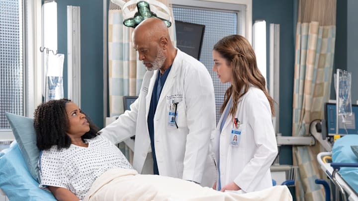 GREY’S ANATOMY - “Love You Like a Love Song” - Jo and Link’s wedding day arrives, along with some visitors. Meanwhile, Teddy and Owen are met with a familiar face seeking treatment, and Lucas disagrees with Simone on how to approach a patient’s worsened condition. THURSDAY, MAY 8 (10:00-11:00 p.m. EDT) on ABC. (Disney/Anne Marie Fox) 
KELLY JENRETTE, JAMES PICKENS JR., ADELAIDE KANE
