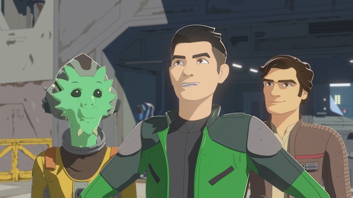 STAR WARS RESISTANCE - "Star Wars Resistance," a new animated series that takes place prior to the events of "The Force Awakens," takes flight with a one-hour premiere SUNDAY, OCTOBER 7 (10:00-11:00 p.m. EDT/PDT), on Disney Channel and DisneyNOW. (Lucasfilm)
NEEKU, KAZ, POE