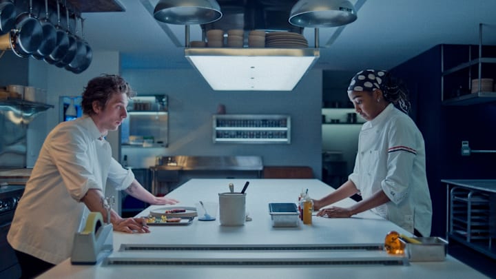 “THE BEAR” — “Apologies” — Season 3, Episode 9 (Airs Thursday, June 27th) — Pictured: (l-r) Jeremy Allen White as Carmen “Carmy” Berzatto, Ayo Edebiri as Sydney Adamu. CR: FX.