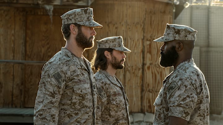 Raife Hastings (Tom Hopper), Ben Edwards (Taylor Kitsch) in The Terminal List: Dark Wolf on Prime Video
