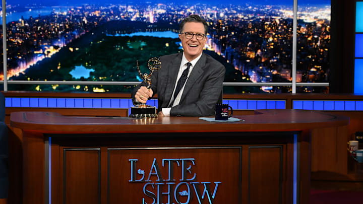 The Late Show with Stephen Colbert during Tuesday’s September 16, 2025 show. Photo: Scott Kowalchyk ©2025 CBS Broadcasting Inc. All Rights Reserved.