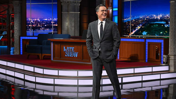 The Late Show with Stephen Colbert during Tuesday’s September 16, 2025 show. Photo: Scott Kowalchyk ©2025 CBS Broadcasting Inc. All Rights Reserved.