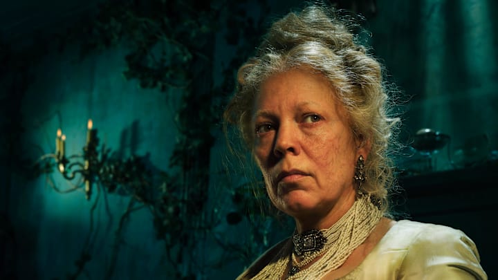 “GREAT EXPECTATIONS” -- Episode 6 -- As Pip (Fionn Whitehead) and Jaggers’ (Ashley Thomas) plans come to a head, Miss Havisham (Olivia Colman) finally comes face to face with her demons and Estella (Shalom Brune-Franklin) at last tries to break free after a family revelation. Written by Steven Knight; directed by Samira Radsi. Olivia Colman (Miss Havisham), shown. (Photo credit: Pari Dukovic/FX)
