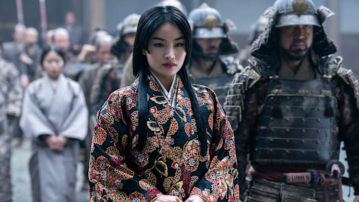 “SHOGUN” -- "Crimson Sky" -- Episode 9 (Airs April 16) Pictured (C): Anna Sawai as Toda Mariko. CR: Katie Yu/FX