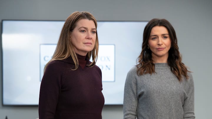 GREYÕS ANATOMY - ÒRidinÕ SoloÓ - Meredith and Amelia prepare a funding proposal for their AlzheimerÕs research. Meanwhile, Teddy and Owen hit a breaking point in their marriage, while Jules has an awkward encounter with Dr. Beltran. THURSDAY, MARCH 27 (10:00-11:00 p.m. EDT) on ABC. (Disney/Anne Marie Fox) 
ELLEN POMPEO, CATERINA SCORSONE