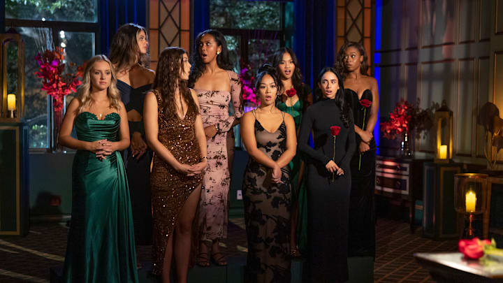THE BACHELOR - Ò2806Ó As hometowns inch closer, Joey feels the pressure to dig deeper, and the women worry about their place in his heart. Will two romantic one-on-ones and an exhilarating group date in Montreal be enough for him to finally let his walls down? MONDAY, FEB. 19 (8:00-10:01 p.m. EST), on ABC. (Disney/Jan Thijs)
DAISY, KELSEY A, KATELYN, RACHEL, LEA, JENN, MARIA, KELSEY T