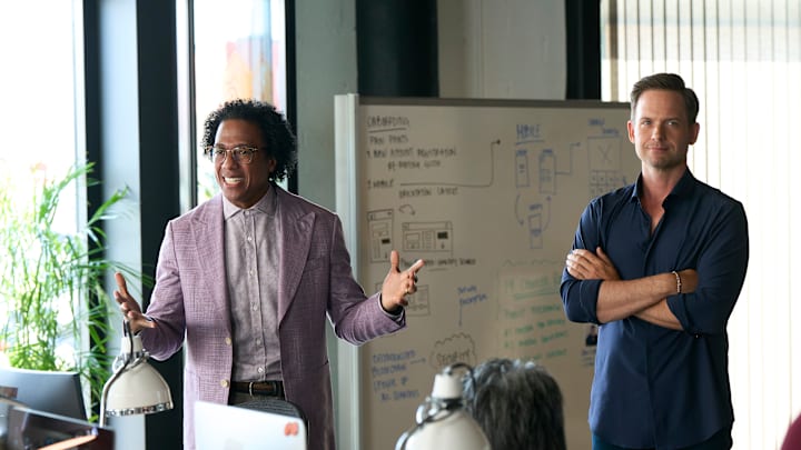 ACCUSED: L-R: Nick Cannon and Patrick J. Adams in the "Marcus' Story" episode of ACCUSED airing Tuesday, Oct 22 (8:00-9:00 PM ET/PT) on FOX. © 2024 Fox Media LLC. CR: /FOX.