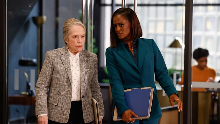 “No, No Monsters” – YouThree help Olympia defend a defamed nanny at her children’s school. Also, Matty is on a stressful hunt for an important document on the Wellbrexa case, on MATLOCK, Thursday, Dec. 12 (9:01-10:00 PM, ET/PT) on the CBS Television Network, and streaming on Paramount+ (live and on demand for Paramount+ with SHOWTIME subscribers, or on demand for Paramount+ Essential subscribers the day after the episode airs)*. Pictured (L-R): Kathy Bates as “Madeline Matlock” and Skye P.