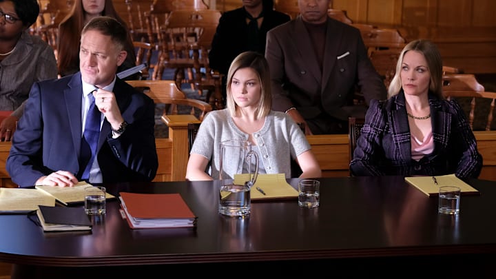 CRUEL SUMMER - "Hostile Witness" - Kate and Jeanette's worlds collide as the court date arrives, finally forcing the two young women to answer the question on everyone's mind, but the answer comes with a price that not everyone can pay. The season finale of "Cruel Summer" airs Tuesday, June 15 at 10:00 p.m. on Freeform. (Freeform/Bill Matlock)
JASON DOUGLAS, OLIVIA HOLT, ANDREA ANDERS