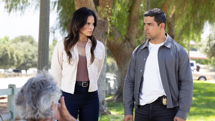 “Now and Then” – Pictured: Katrina Law as NCIS S.A. Jessica Knight and Wilmer Valderrama as S.A. Nicolas Torres. Photo: Sonja Flemming/CBS ©2025 CBS Broadcasting, Inc. All Rights Reserved.
