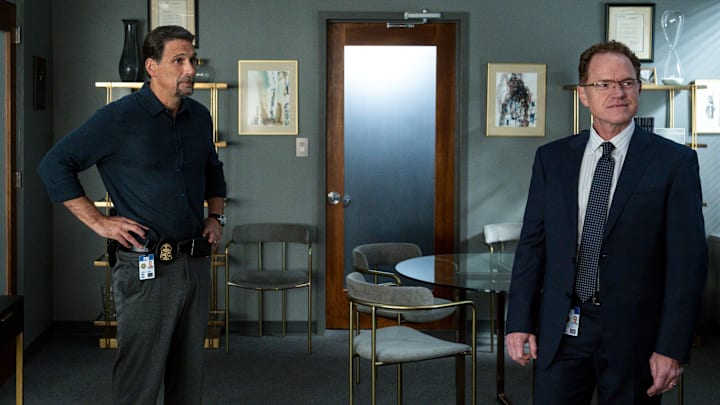 “Fadeaway” – Pictured (L-R): Jeremy Sisto as Assistant Special Agent in Charge Jubal Valentine and Clark Carmichael as AD Leo Ropac. Photo: Bennett Raglin/CBS ©2025 CBS Broadcasting, Inc. All Rights Reserved.