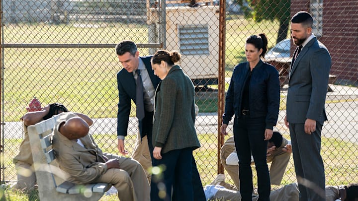 “Fadeaway” – Pictured (L-R): John Boyd as Special Agent Stuart Scola, Juliana Aidén Martinez as Eva Ramos, Missy Peregrym as Special Agent Maggie Bell, and Zeeko Zaki as Special Agent Omar Adom ‘OA’ Zidan. Photo: Bennett Raglin/CBS ©2025 CBS Broadcasting, Inc. All Rights Reserved. “Fadeaway” – Pictured (L-R): John Boyd as Special Agent Stuart Scola, Juliana Aidén Martinez as Eva Ramos, Missy Peregrym as Special Agent Maggie Bell, and Zeeko Zaki as Special Agent Omar Adom ‘OA’ Zidan. Photo: Bennett Raglin/CBS ©2025 CBS Broadcasting, Inc. All Rights Reserved.