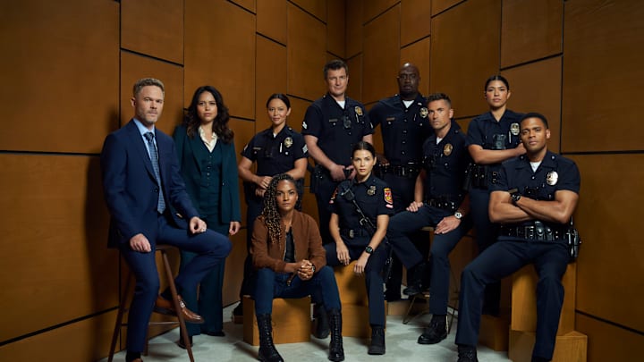 THE ROOKIE - ABC's "The Rookie” stars Shawn Ashmore as Wesley Evers, Alyssa Diaz as Angela Lopez, Melissa O’Neil as Lucy Chen, Mekia Cox as Nyla Harper, Nathan Fillion as John Nolan, Jenna Dewan as Bailey Nune, Richard T. Jones as Wade Grey, Eric Winter as Tim Bradford, Lisseth Chavez as Celina Juares, Deric Augustine as Miles Penn. (Disney/John Russo)