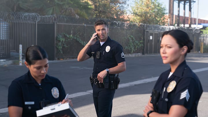THE ROOKIE - “The Network” - Lieutenant Grey and the FBI task force enlist the help of an old colleague to uncover a criminal network; while Nolan, Miles, Lucy and Celina respond to a mysterious officer involved shooting. MONDAY, FEB. 2 (10:00-11:00 p.m. EST) on ABC. (Disney/Mike Taing) 
LISSETH CHAVEZ, ERIC WINTER, MELISSA O’NEIL