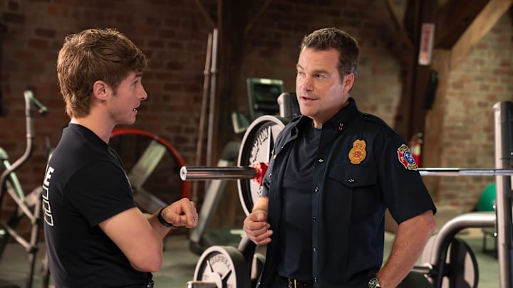 9-1-1: NASHVILLE: “Good Southern Manors” on ABC. (Disney/Jake Giles Netter)
MICHAEL PROVOST, CHRIS O'DONNELL 9-1-1: NASHVILLE: “Good Southern Manors” on ABC. (Disney/Jake Giles Netter)
MICHAEL PROVOST, CHRIS O'DONNELL