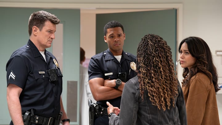 THE ROOKIE - “The Network” - Lieutenant Grey and the FBI task force enlist the help of an old colleague to uncover a criminal network; while Nolan, Miles, Lucy and Celina respond to a mysterious officer involved shooting. MONDAY, FEB. 2 (10:00-11:00 p.m. EST) on ABC. (Disney/Mike Taing) 
NATHAN FILLION, DERIC AUGUSTINE, ALYSSA DIAZ
