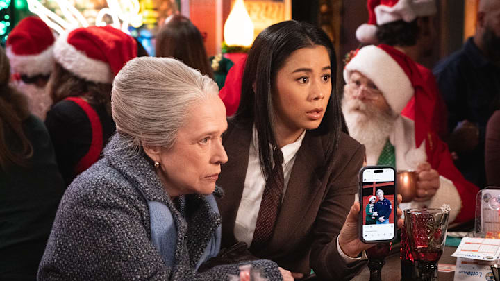 “Call It a Christmas Gift” – Pictured (L-R): Kathy Bates as “Madeline Matlock” and Leah Lewis as “Sarah Franklin.” Photo: Michael Yarish/CBS ©2025 CBS Broadcasting, Inc. All Rights Reserved.