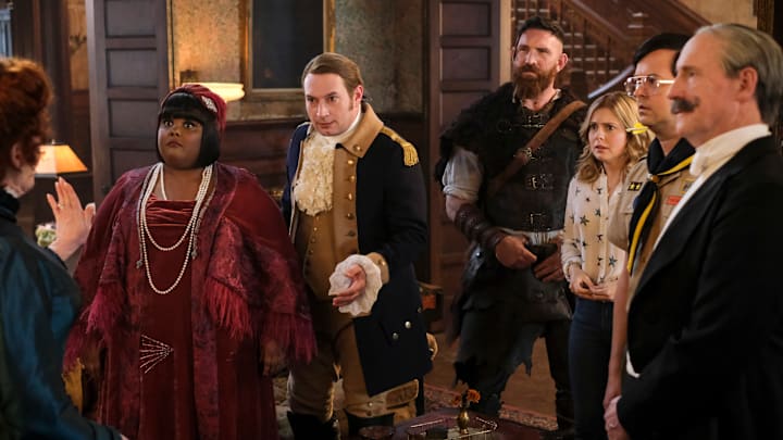 “Weekend from Hell” – Elias Woodstone (Matt Walsh) returns to Woodstone seeking Hetty’s forgiveness so he can stay out of hell for good. Also, Jay struggles to repeat an inspired culinary creation that he came up with after walking through Flower, on the CBS Original series GHOSTS, Thursday, March 9 (8:31-9:01 PM, ET/PT) on CBS Television Network, and available to stream live and on demand on Paramount+. Pictured (L-R): Danielle Pinnock as Alberta, Brandon Scott Jones as Isaac, Devan Chandler