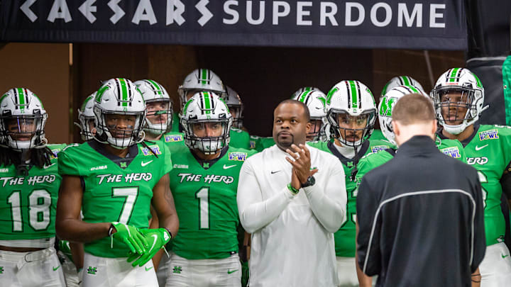 Herd head Coach Charles Huff as The Louisiana Ragin Cajuns take on Marshall University Herd in The 2021 R & L Carriers New Orleans Bowl at the Caesars Superdome in New Orleans.  Saturday, Dec. 18, 2021.

Nola Bowl Cajuns Vs Marshall 1172