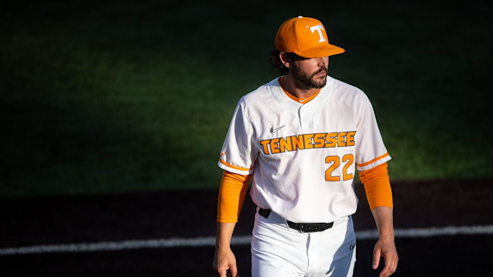 Tennessee head coach Tony Vitello during a NCAA baseball tournament Knoxville Regional game between Tennessee and Northern Kentucky held at Lindsey Nelson Stadium on Friday, May 31, 2024.