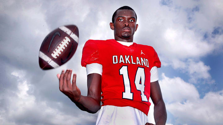 Dandy Dozen top football recruit selection for 2025 TSSAA season, Oakland’s wide receiver and DB Joel Wyatt at Oakland High School on, Wednesday, July 23, 2025.
