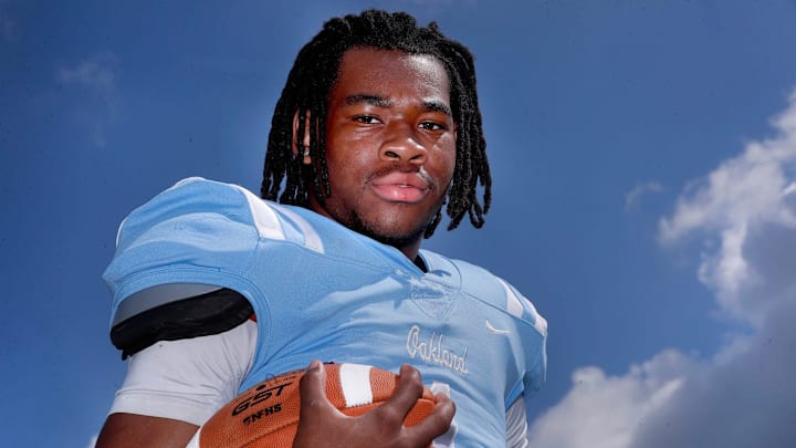 Dandy Dozen top football recruit selection for 2025 TSSAA season, Oakland running back/safety Craig Tutt on Friday, July 11, 2025, at Oakland High School in Murfreesboro.