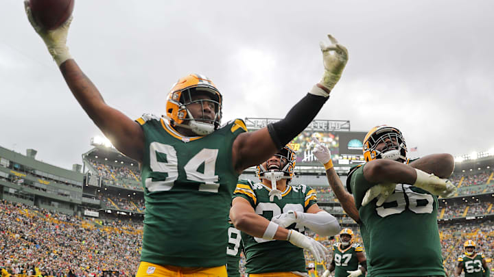 Green Bay Packers defensive end Karl Brooks (94) celebrates after recovering a fumble against the Arizona Cardinals on Sunday, October 13, 2024 at Lambeau Field in Green Bay, Wis. The Packers defeated the Cardinals 34-13.
Wm. Glasheen USA TODAY NETWORK-Wisconsin