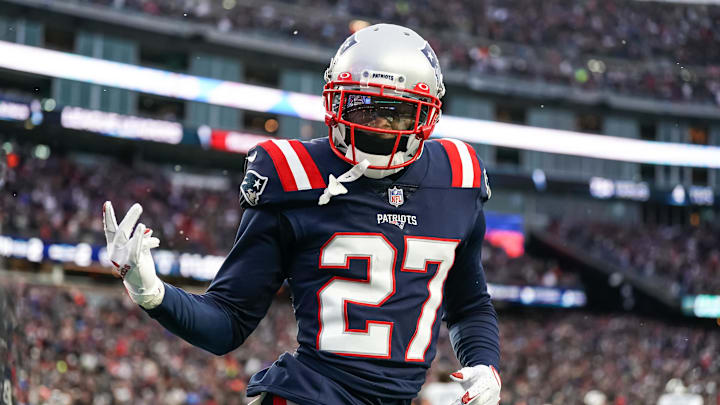 Nov 28, 2021; Foxborough, Massachusetts, USA; New England Patriots cornerback J.C. Jackson (27)